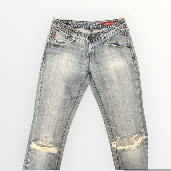 Miss Sixty Jeans Vintage Boot Cut Straight Ripped 100% Cotton Light Wash - 24 - Picture 12 of 14